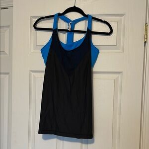 Under Armor Black and Blue Tank Top with Built in Bra